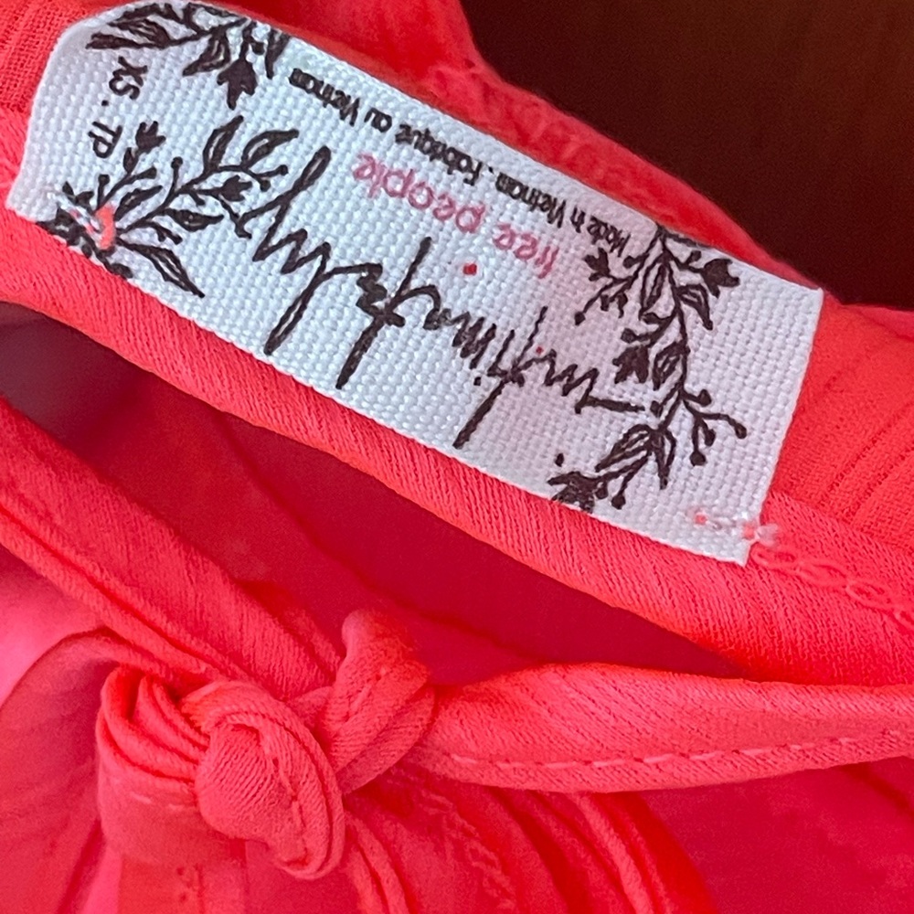 FREE PEOPLE Intimately Bright Coral Slip Dress, size XS - Picture 4 of 9